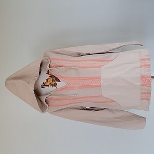 Natural REFLECTIONS brown and orange tunic with front pouch.  100% cotton Large